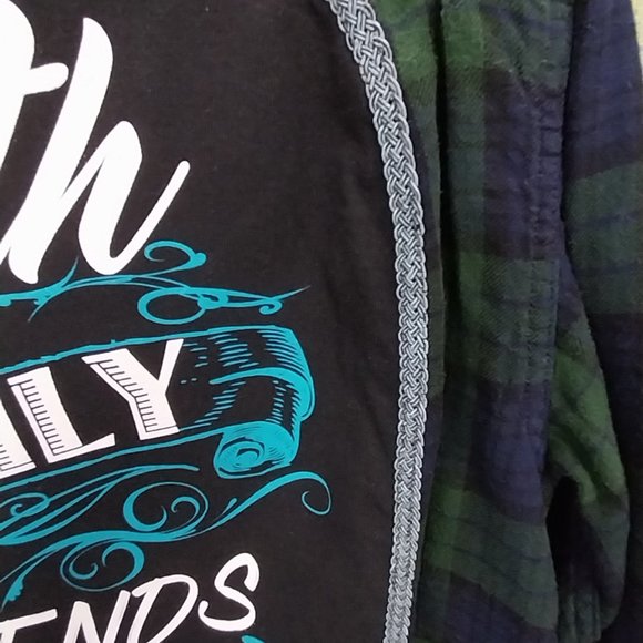 2711 Size L Upcycled Faded Glory, Faith Family Button Down Shirt - Picture 3 of 7